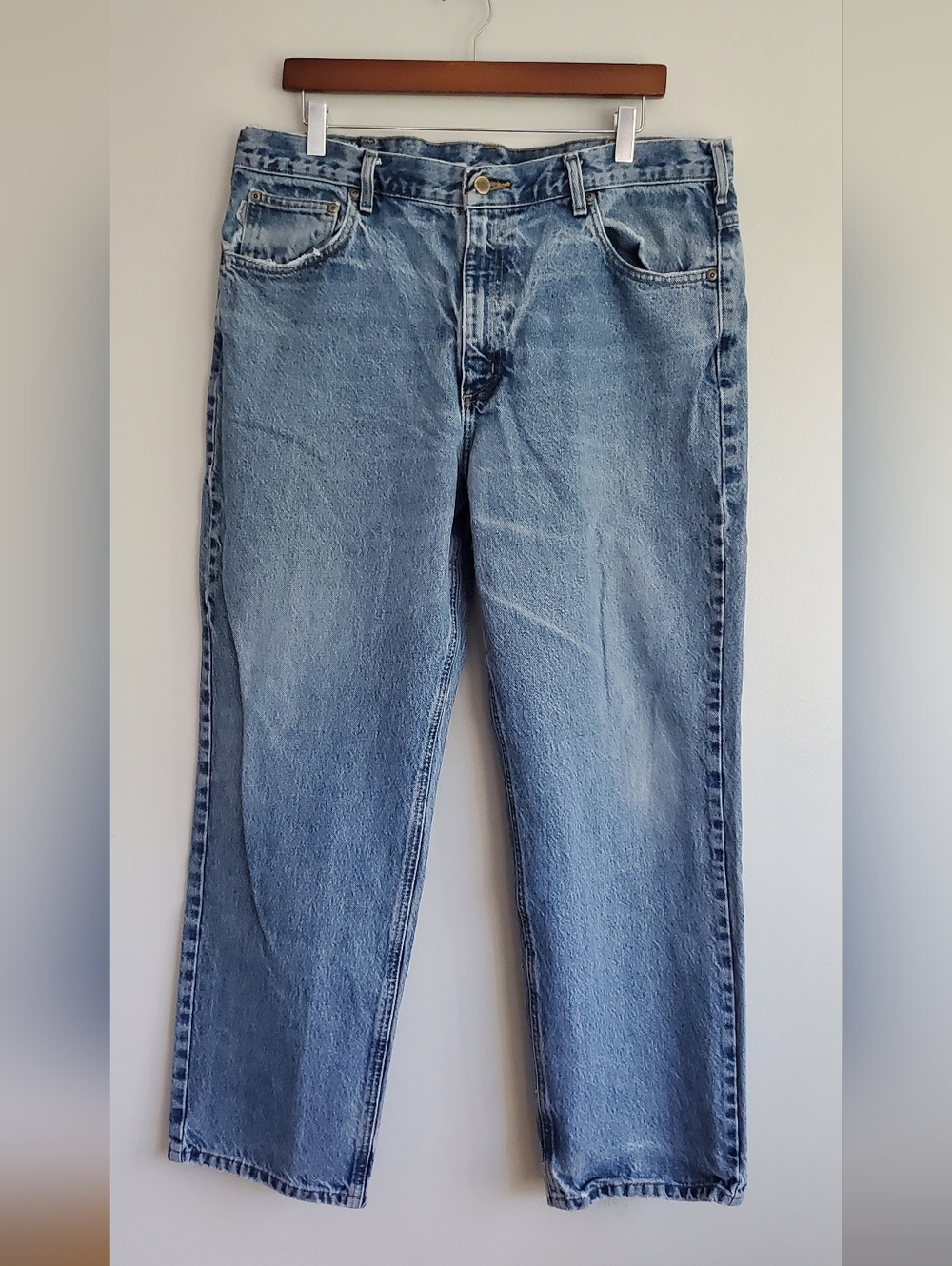 Carhartt Relaxed Fit Classic Light Blue Men's Straight-Leg Jeans Well Worn 38X30